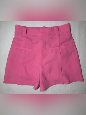 Zara Hot Pink High Waisted Tailored Shorts Size 4 Dressy Trouser Barbie Pink